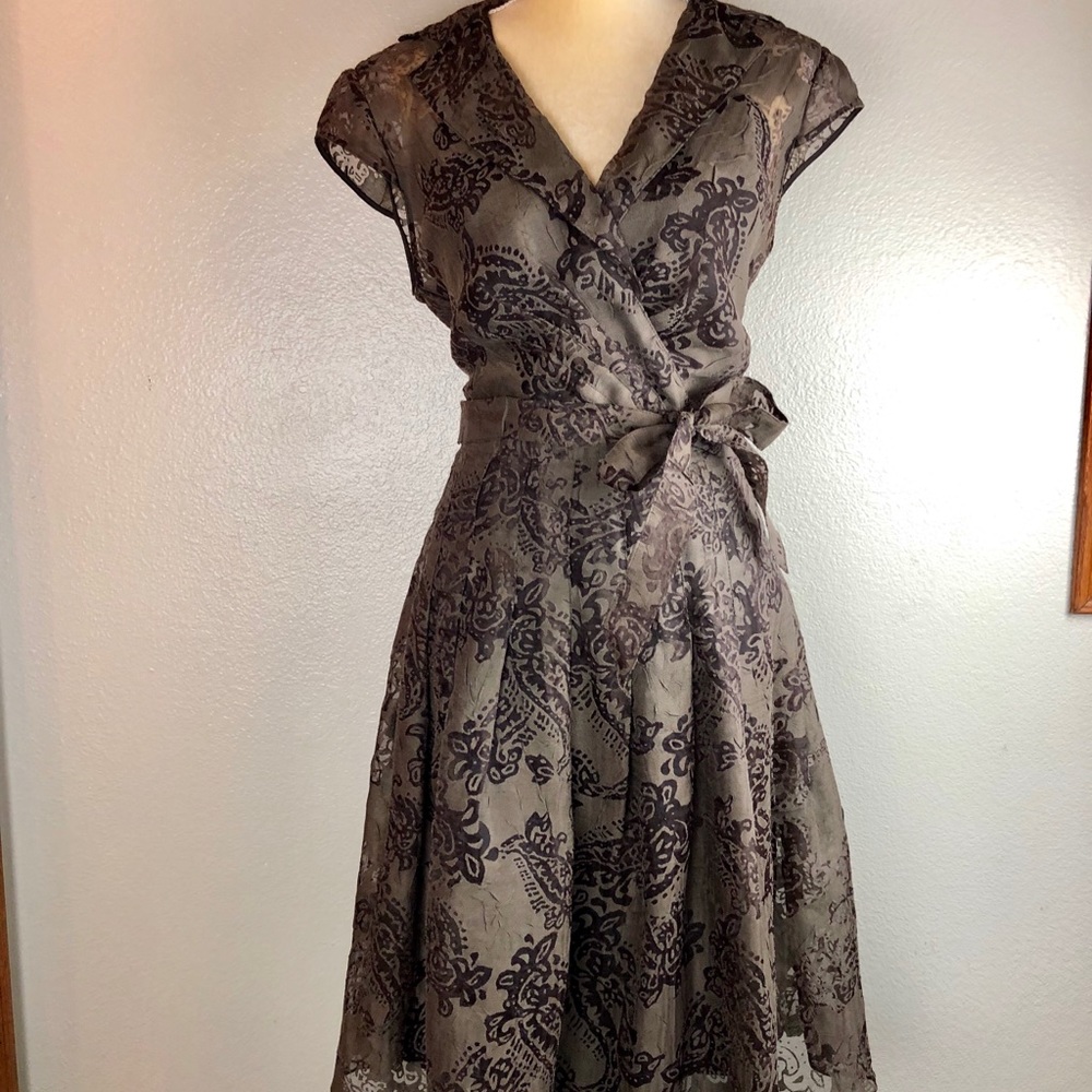 Kay Unger Sheer Floral Fit & Flare Dress 12